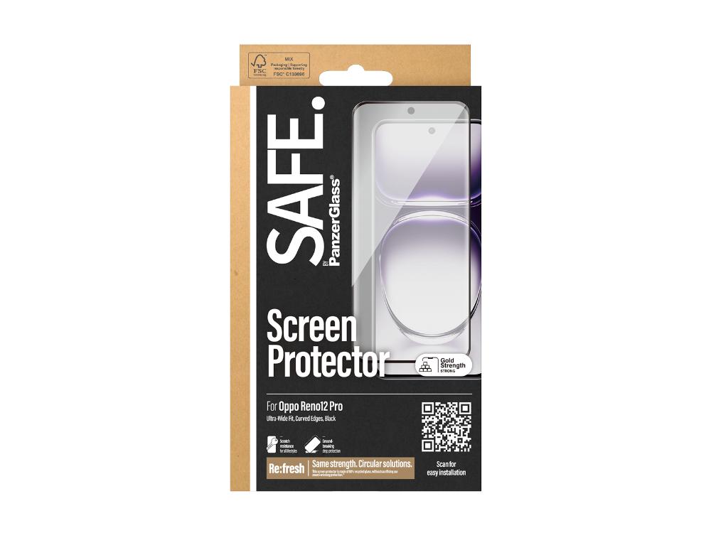 SAFE by Panzer UltraWide Fit Screen Protector for OPPO Reno12 Pro Black - Brand New