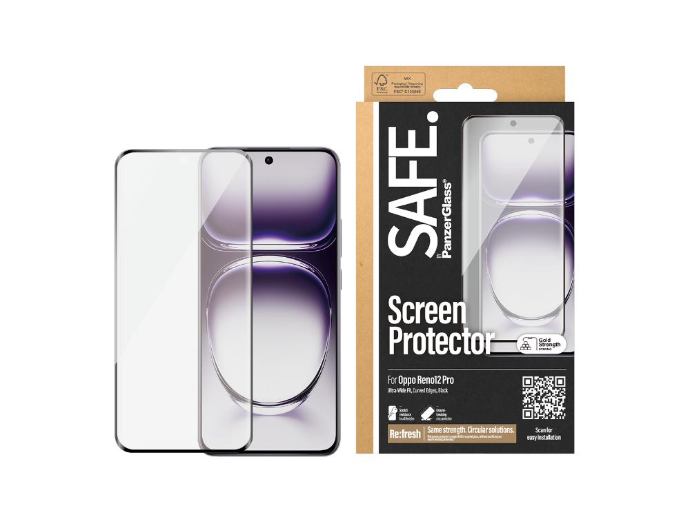 SAFE by Panzer UltraWide Fit Screen Protector for OPPO Reno12 Pro Black - Brand New